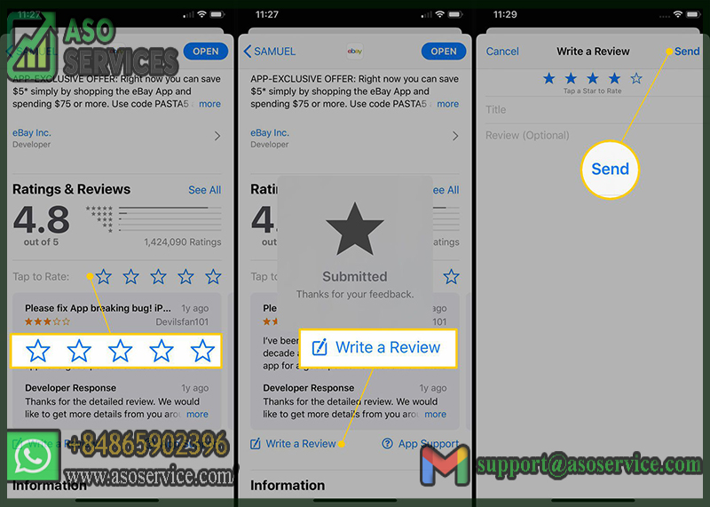 App Reviews and ratings